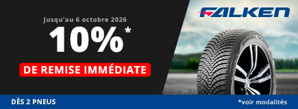 allopneus promo jusqu'au 6 octobre 2026 10pourcent de remise immediate dès 2 pneus auto Falken