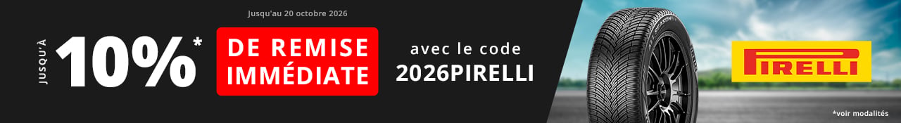 allopneus promo jusqu'au 20 octobre 2026 jusqu'à 10pourcent de remise immédiate dès 2 pneus 18 pouces et plus Pirelli