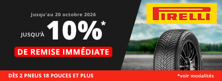 allopneus promo jusqu'au 20 octobre 2026 jusqu'à 10pourcent de remise immédiate dès 2 pneus 18 pouces et plus Pirelli