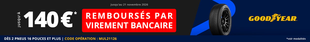 Promo allopneus jusqu'à 140 euros de remboursement dès 2 pneus auto Goodyear