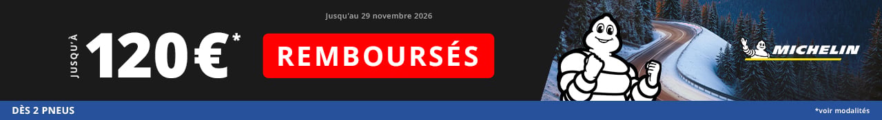 Promo Allopneus jusqu'au 29 novembre 2026 jusqu'à 120euros remboursés dès 2 pneus Michelin