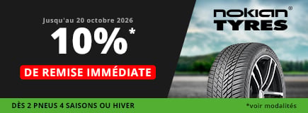 Promo Allopneus jusqu'à 10% de remise dès 2 pneus auto hiver ou 4 saisons Nokian voir modalités