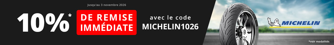Promotions Allopneus : 10 pourcent de remise jusqu'au 3 novembre 2026 dès 2 pneus moto Michelin voir modalités
