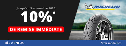 Promotions Allopneus : 10 pourcent de remise jusqu'au 3 novembre 2026 dès 2 pneus moto Michelin voir modalités